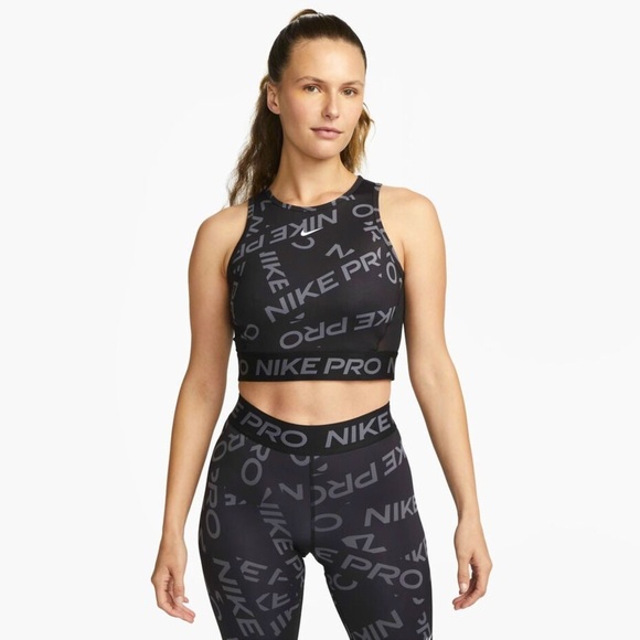 NEW Nike Pro Dri-FIT (MSRP:$45.00) Women's Crop Printed Tank - Picture 2 of 5